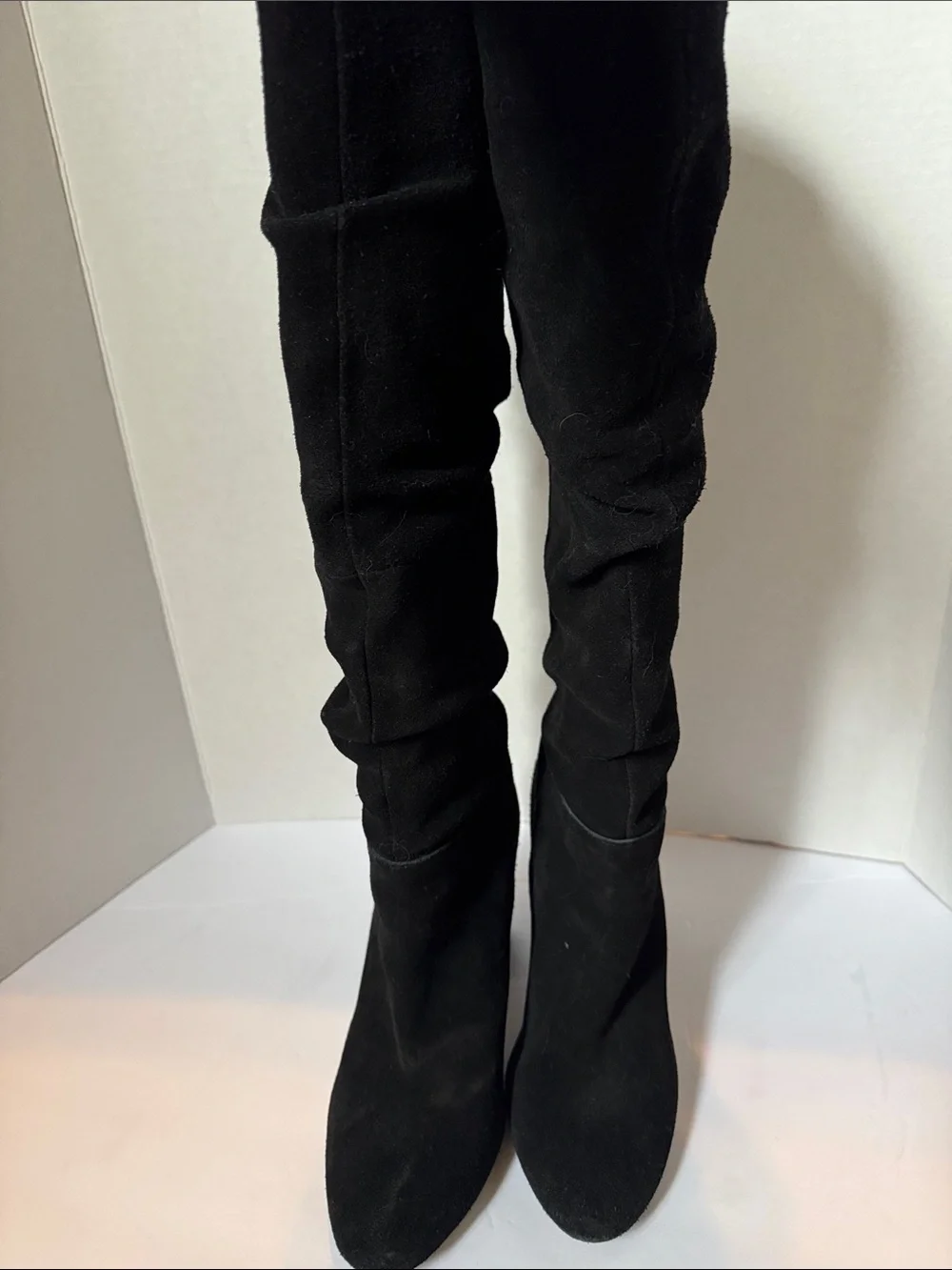 Steve Madden Black Knee high Suede Block Heel Boots